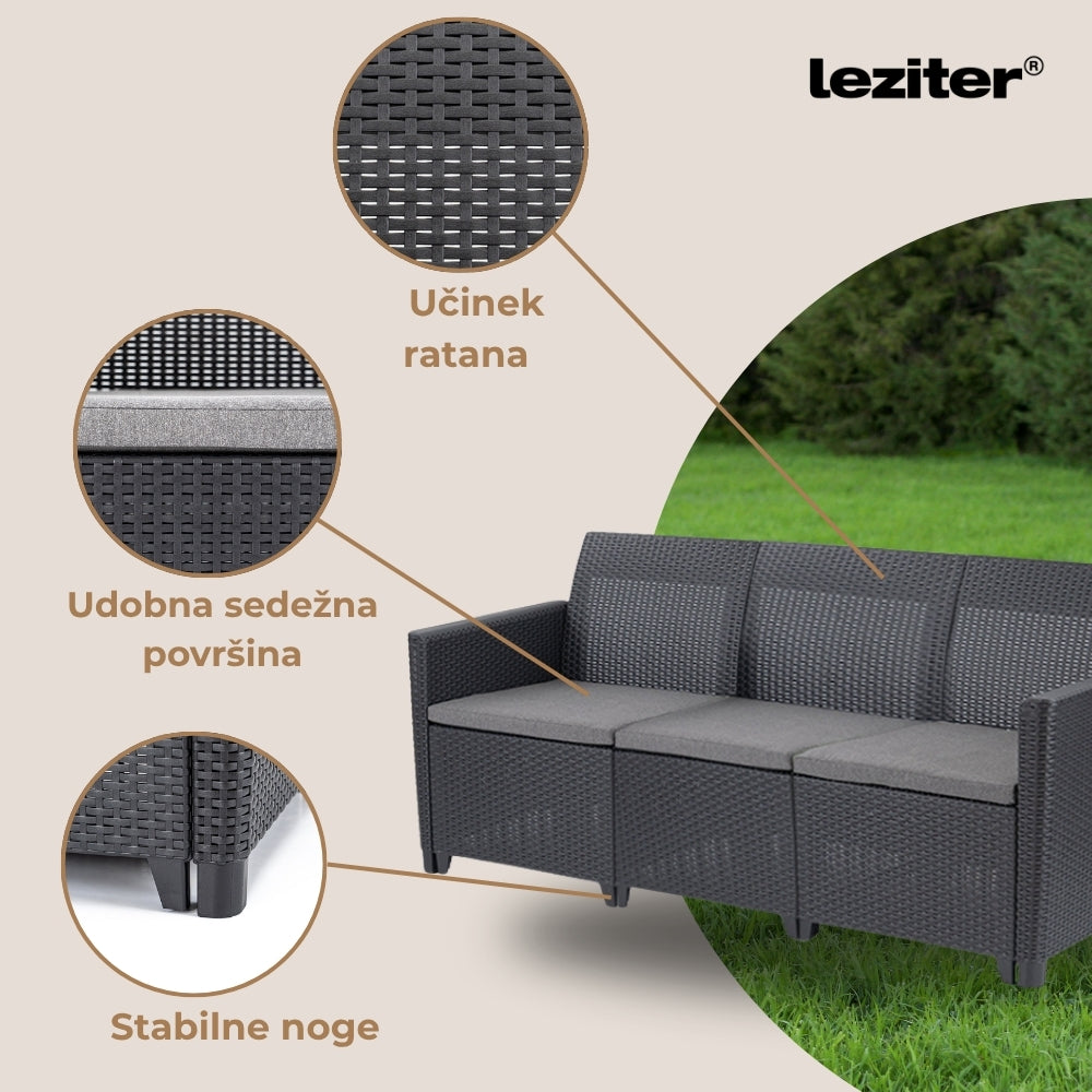 Claire 3 üléses műrattan kerti kanapé