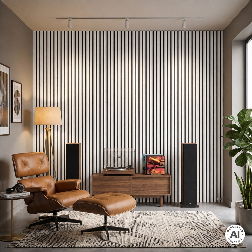 Akusztikus falpanel natúr fehér 260x60x1,8 cm Másodlagos kép