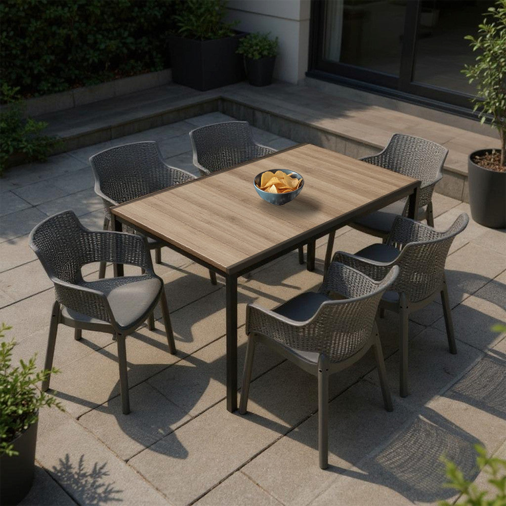 Romen 6+1 Gartenmöbel-Set Esche-Graphit Sekundäres Bild