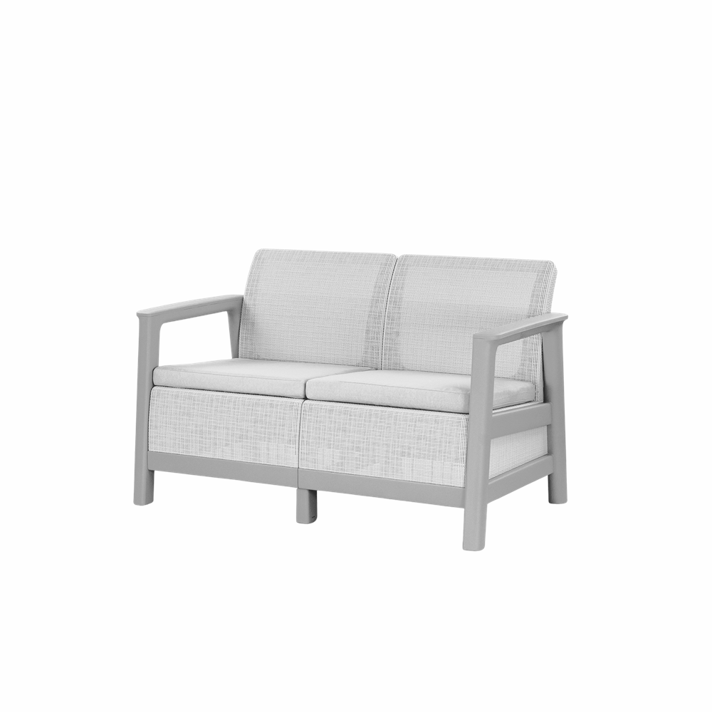 Scandi Box Linea Duo Gartenmöbel-Set mit Aufbewahrungstisch aus Jute