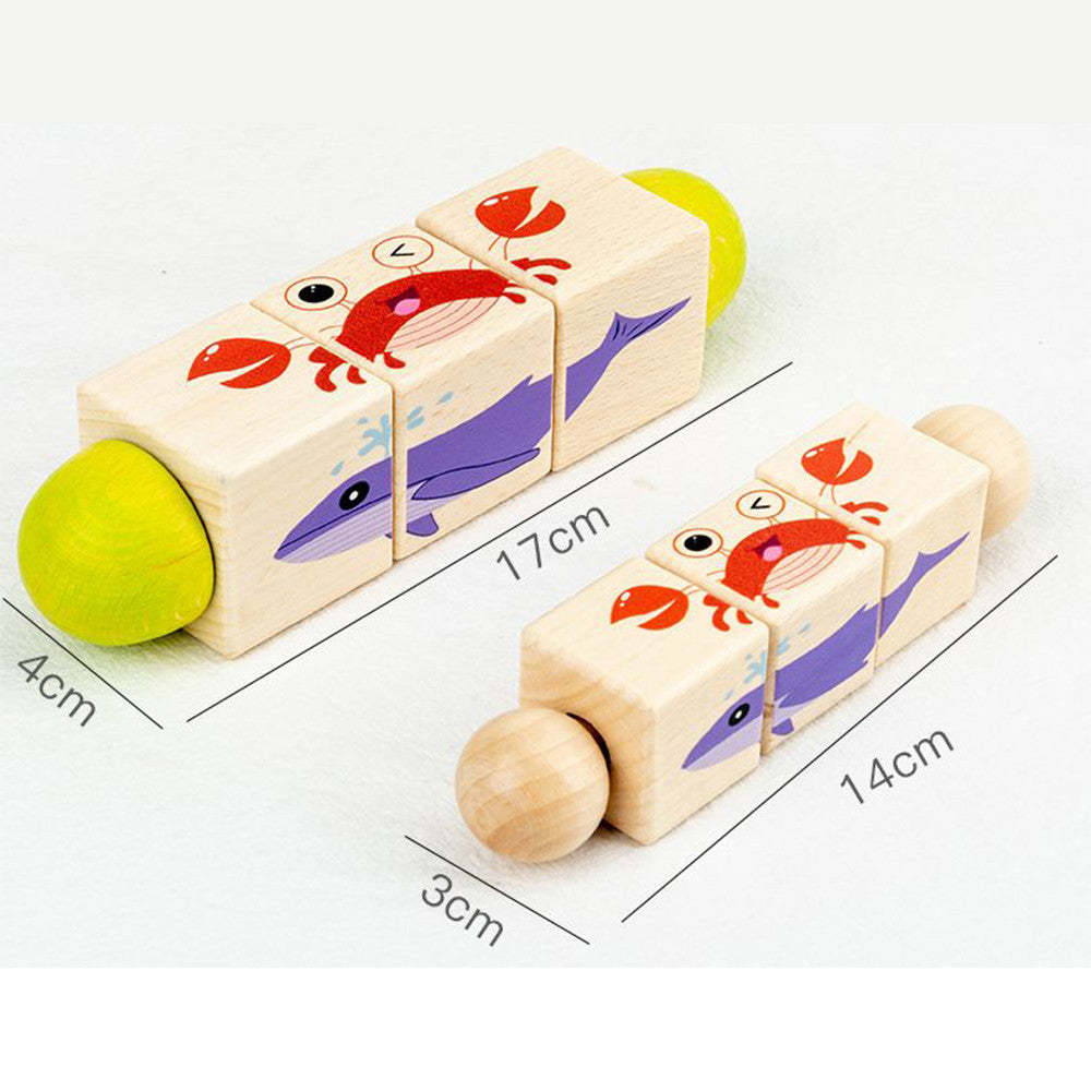 Mini-Puzzle-Rollen mit Tiermotiven – Montessori-Holzspielzeug Sekundäres Bild