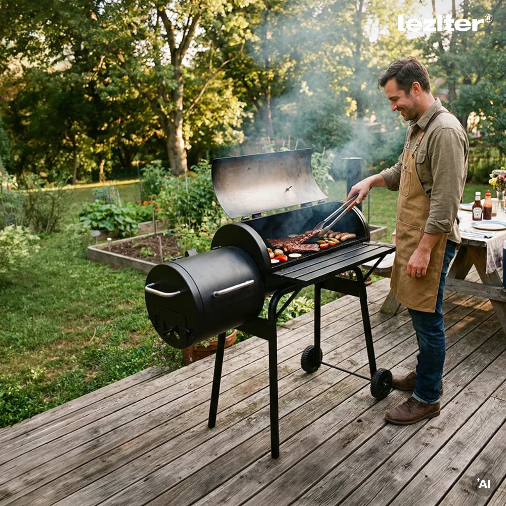 Holzkohle-Gartengrill mit Smoker Sekundäres Bild