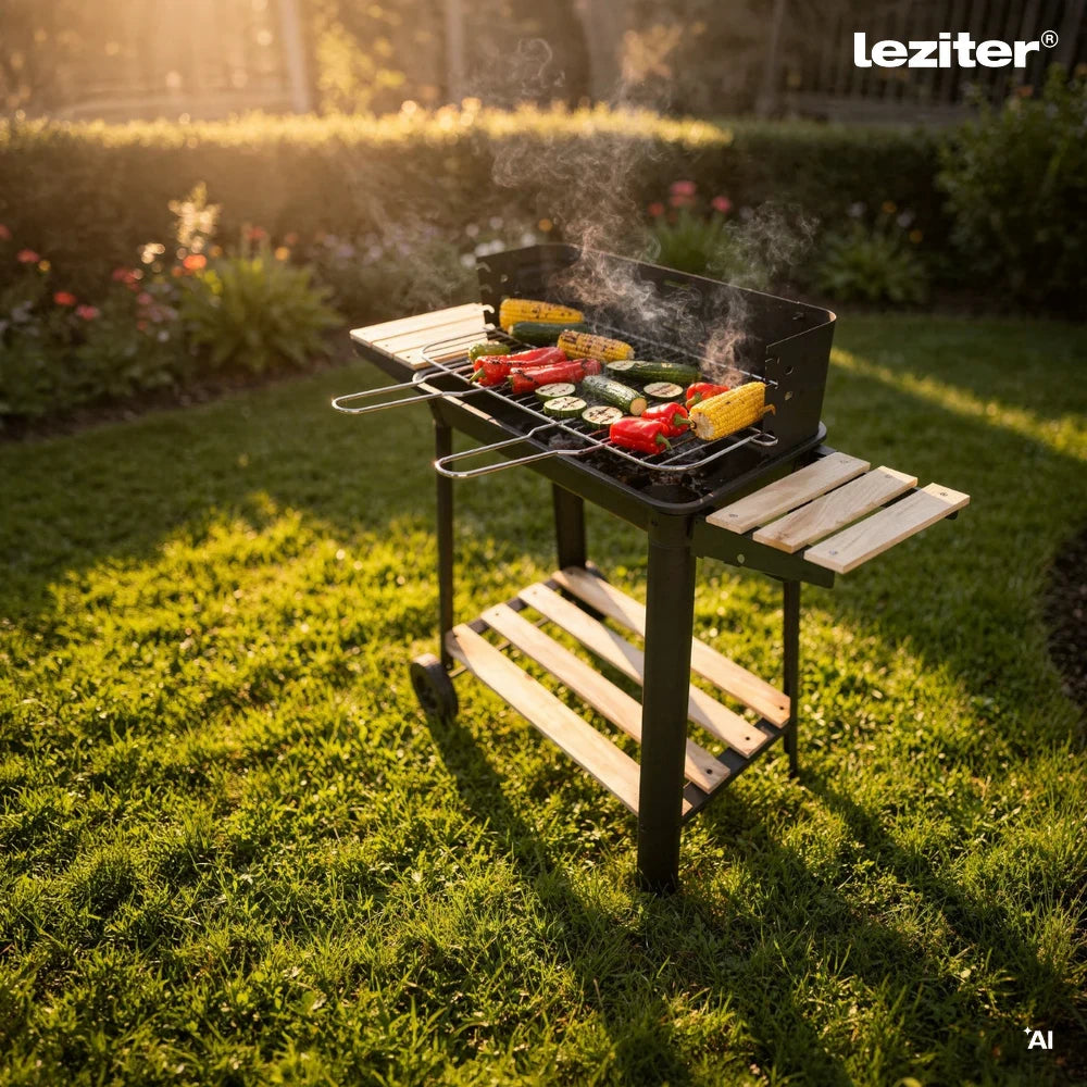 Rechteckiger Holzkohle-Rollengrill Sekundäres Bild