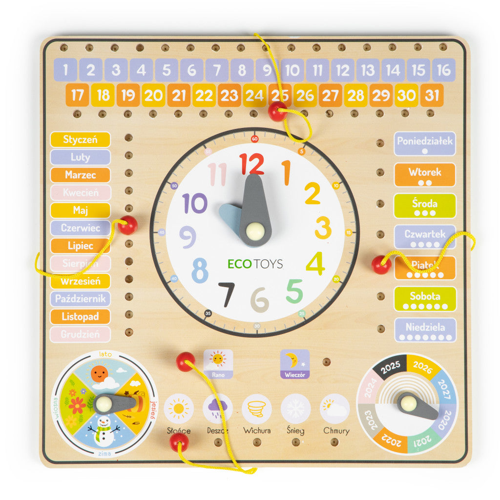 Interaktive Holzlehrtafel mit Kalender und Uhr Sekundäres Bild