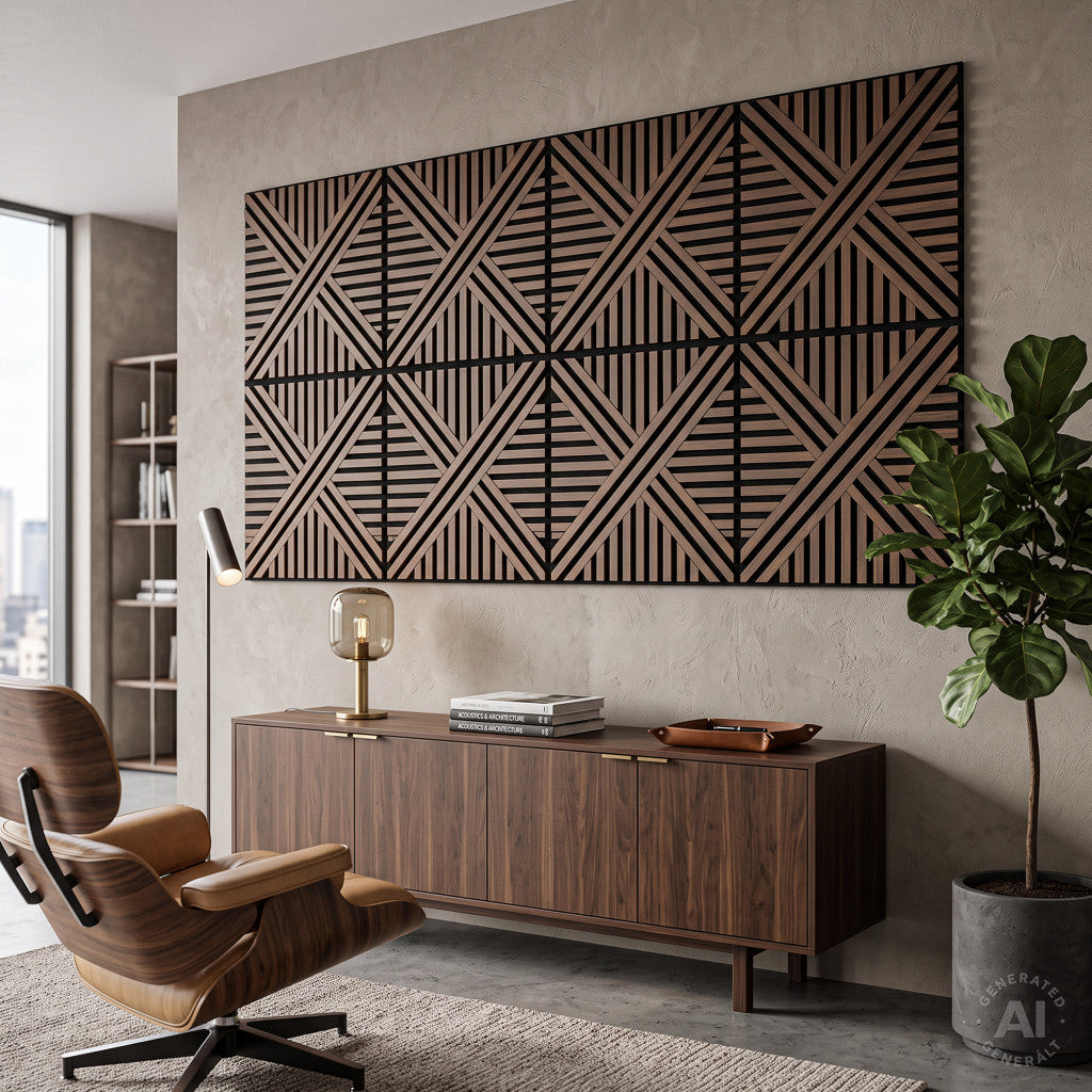 Akustikwandpaneel Deco VI in Nussbaumoptik, 60 x 60 x 1,8 cm Sekundäres Bild