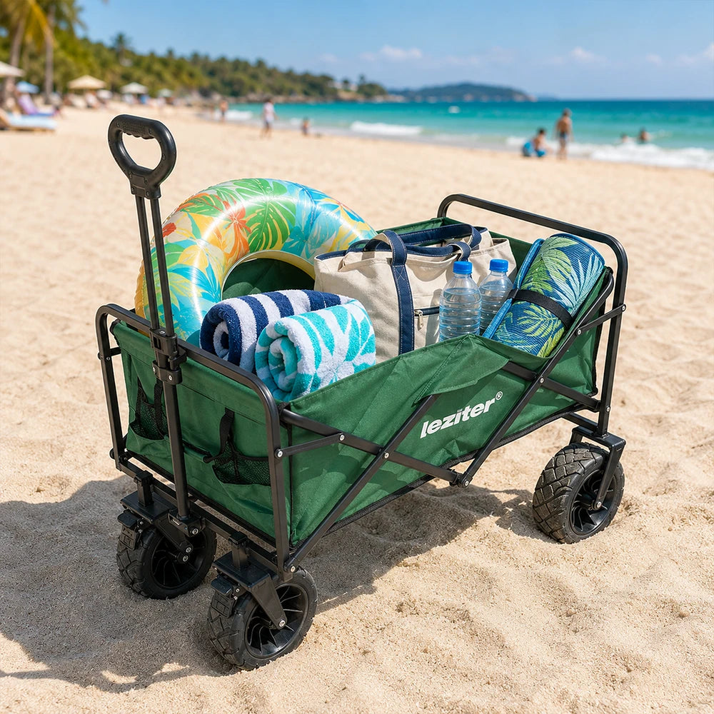 Zusammenklappbarer Premium-Garten-Strandwagen grün Sekundäres Bild