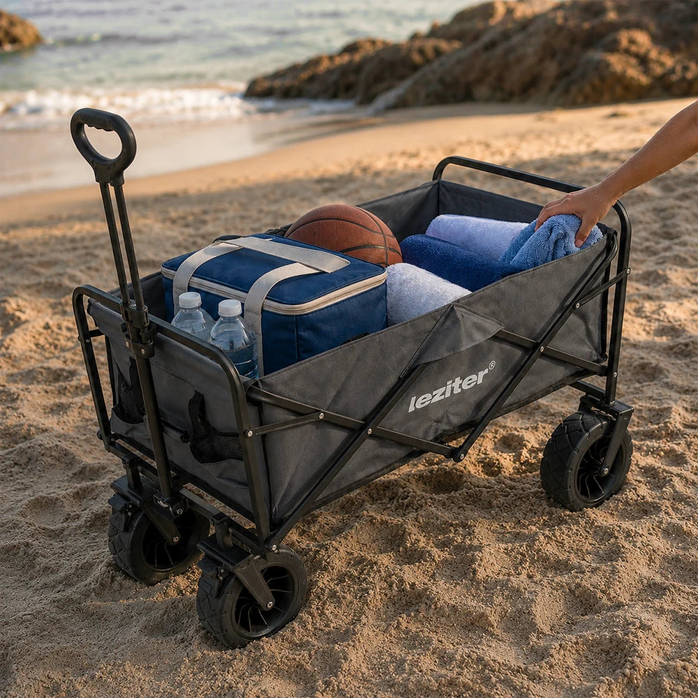 Zusammenklappbarer Premium-Garten-Strandwagen grau Sekundäres Bild