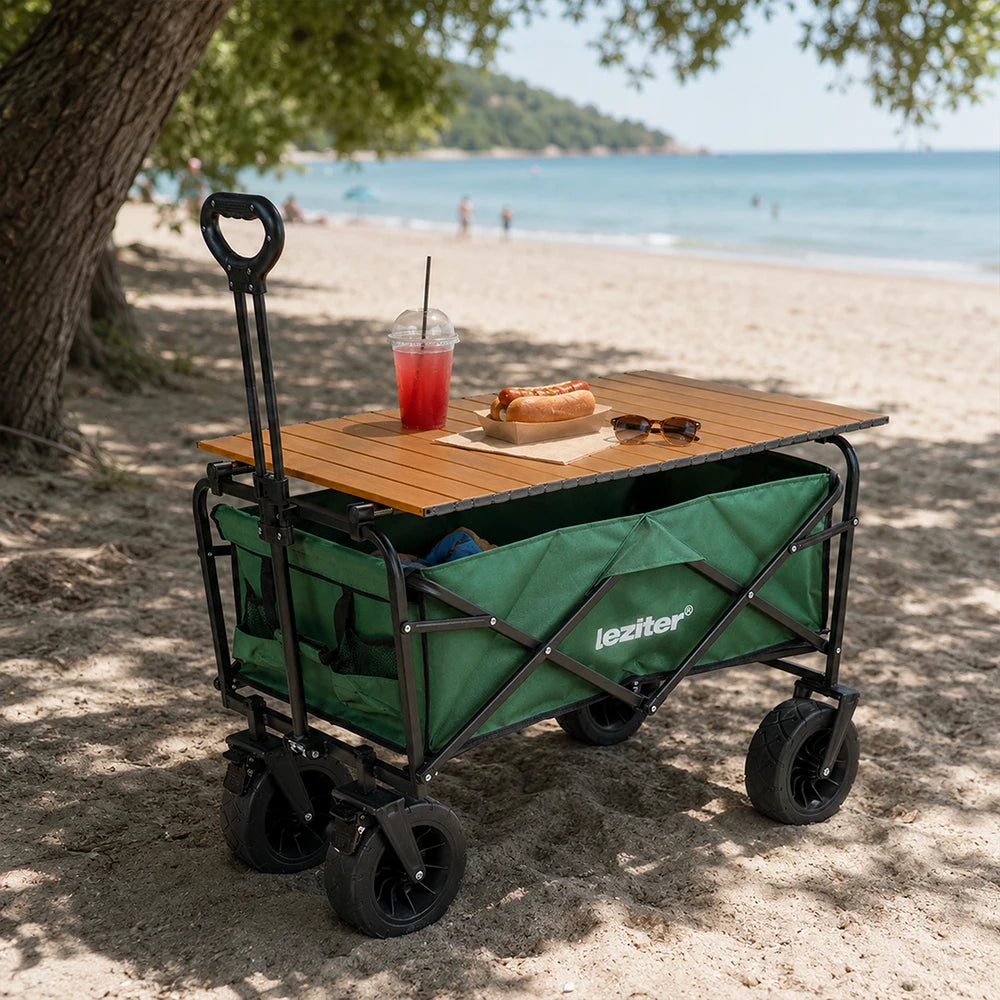 Zusammenklappbarer Premium-Garten-Strandwagen mit Tisch grün Sekundäres Bild