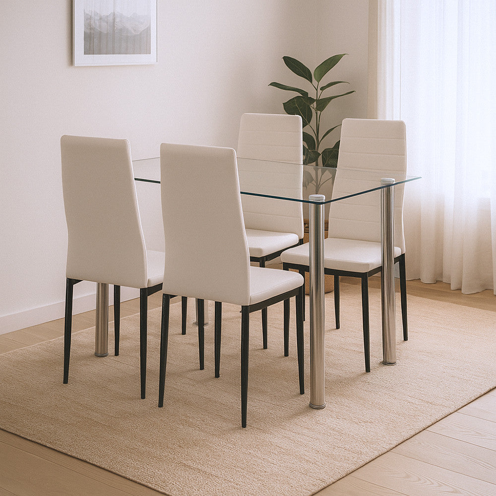 Mateo 4+1 Esstisch-Set weiß-schwarz Sekundäres Bild