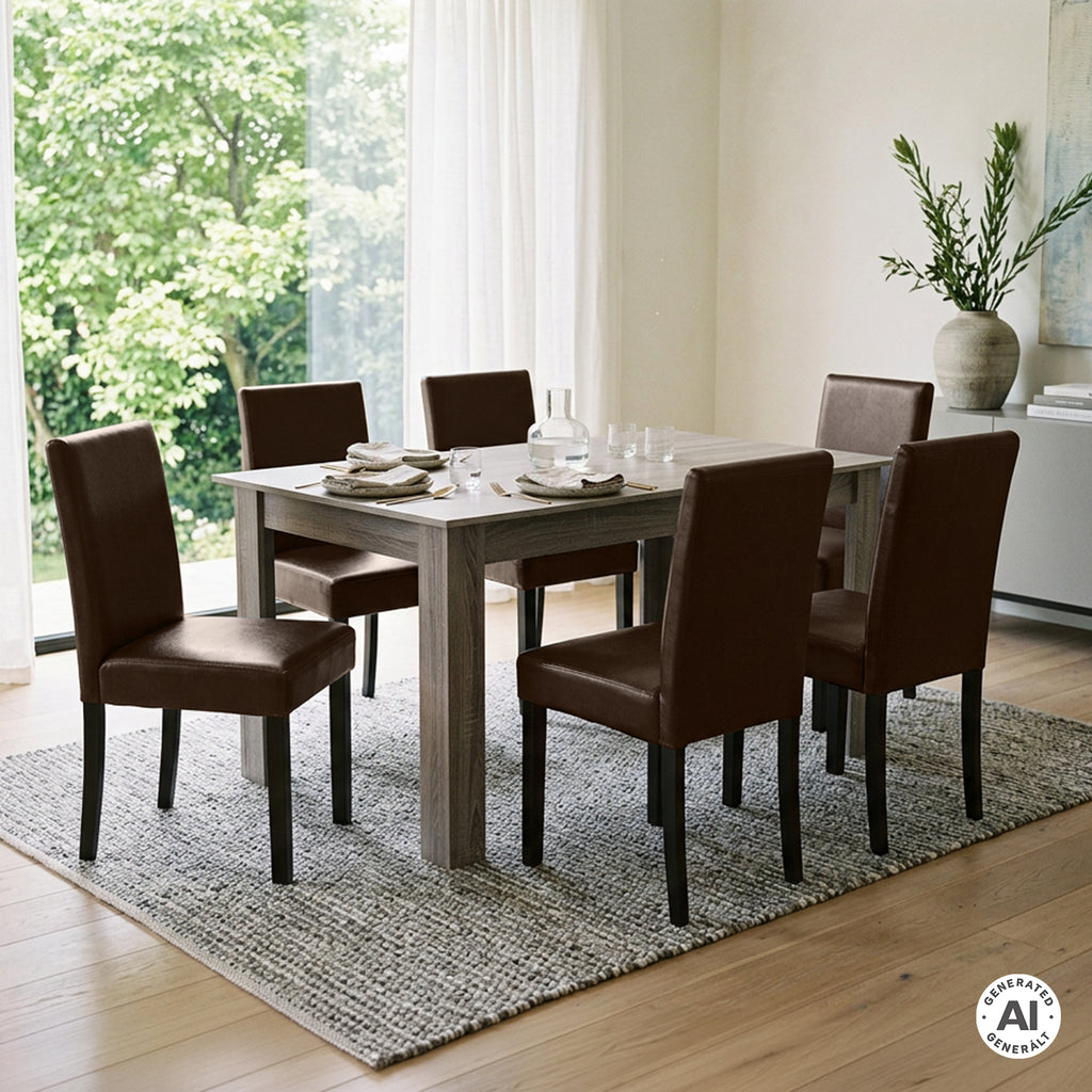 Leon 6+1 esstisch set york eiche braun
