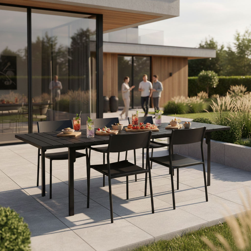 Ausziehbarer Gartentisch 180-240 cm für 12 Personen, schwarz Sekundäres Bild