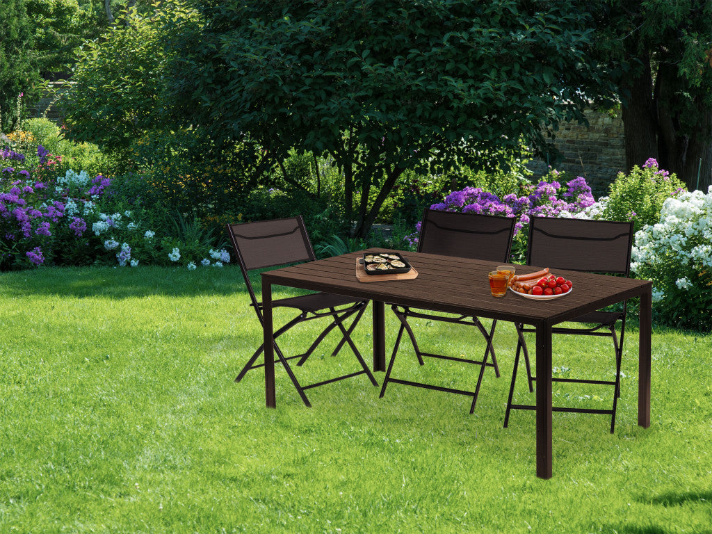 Gartentisch für 6 Personen 156x78 cm Polywood braun Sekundäres Bild