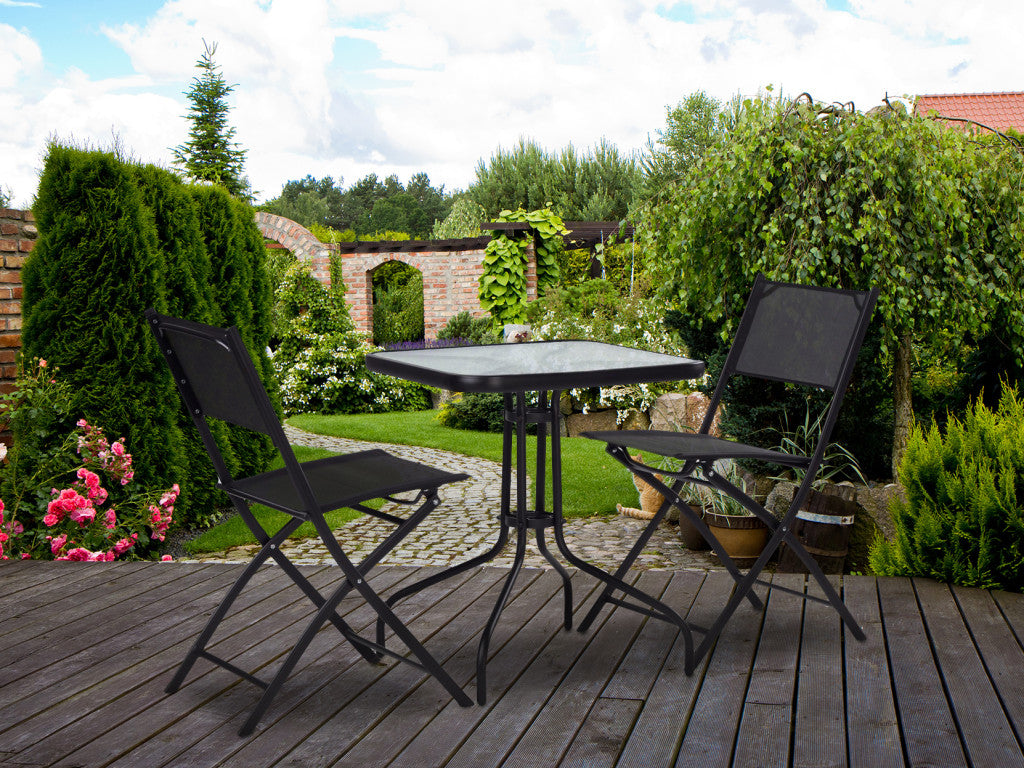 Gartentisch aus Glas mit Metallgestell 80x80 cm Sekundäres Bild