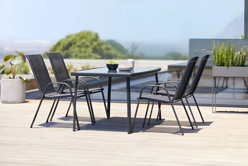 Set mit 2 Gartenstühlen mit Metallgestell, schwarz Sekundäres Bild