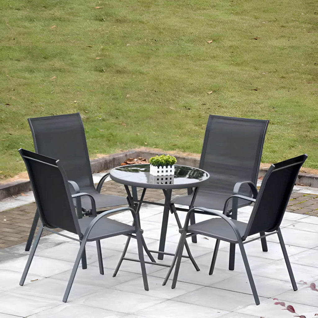 Set mit 2 Gartenstühlen mit Metallgestell, grau Sekundäres Bild