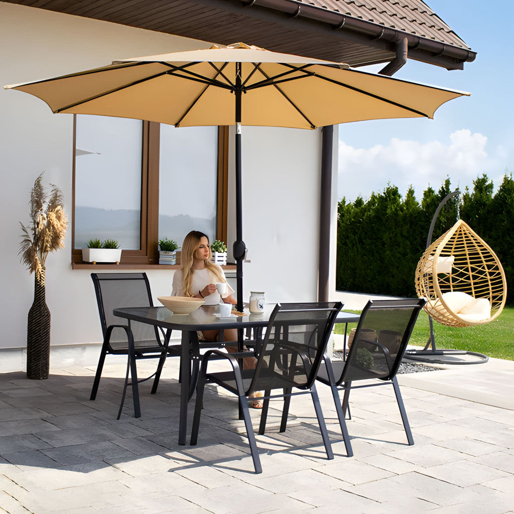 Gartentisch aus Glas mit Metallgestell 120x70 cm Sekundäres Bild