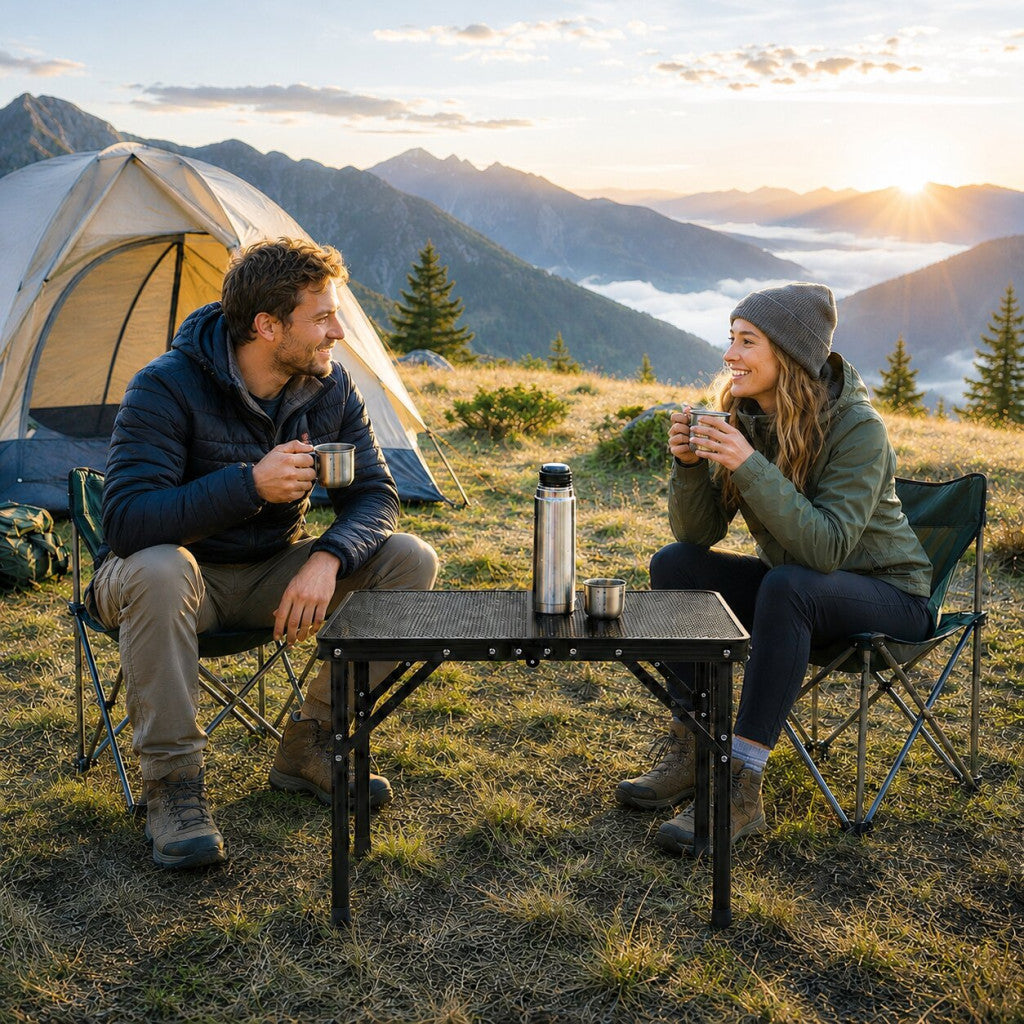 Zusammenklappbarer Campingtisch in Kofferform, 60x40 cm, schwarz Sekundäres Bild