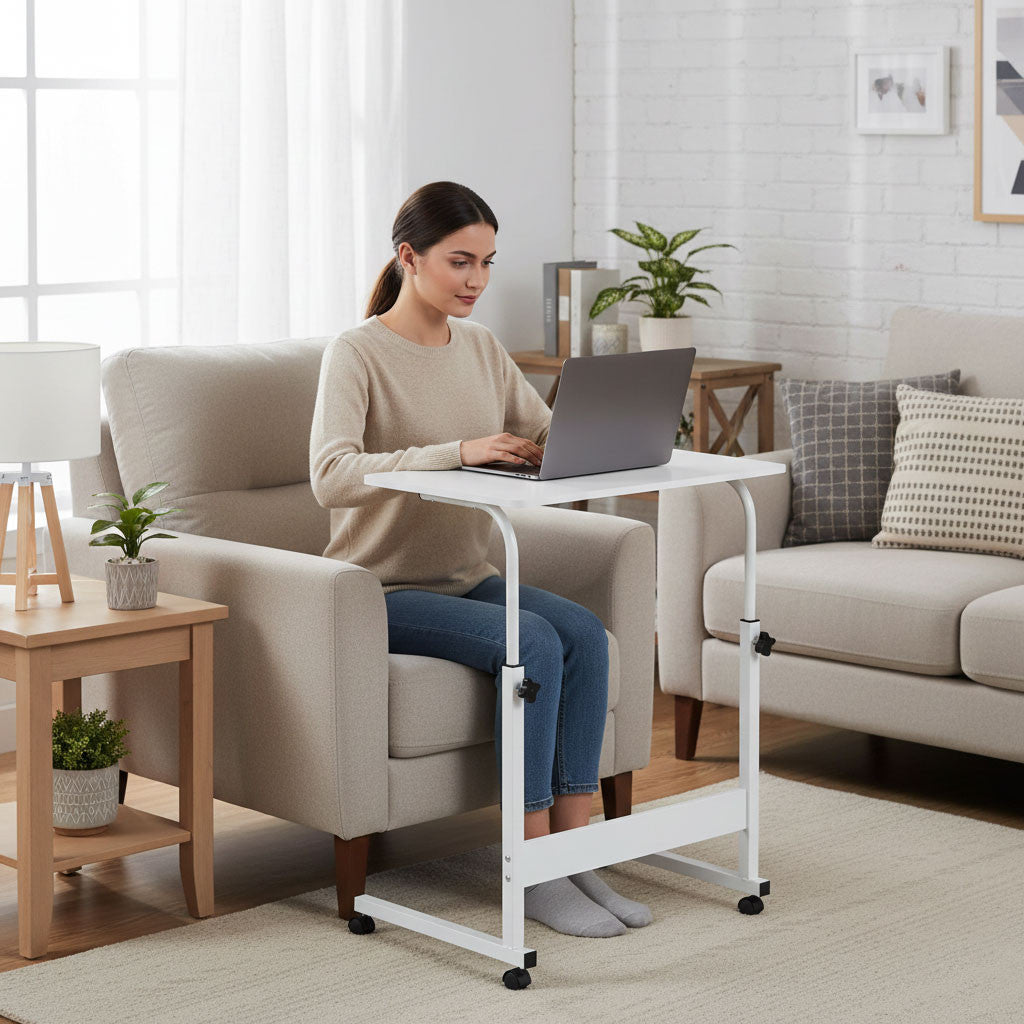 Mobiler Laptoptisch, am Sessel und Sofa befestigbar, weiß Sekundäres Bild