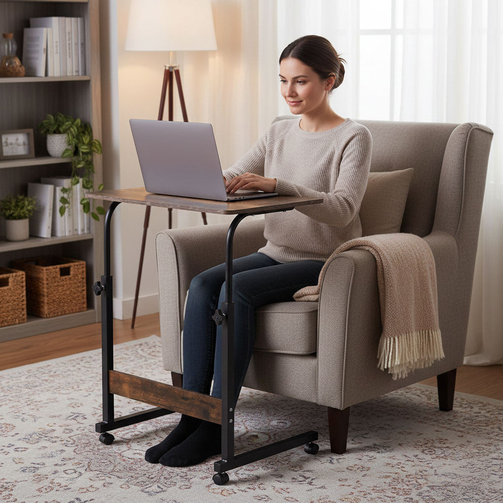 Mobiler Laptoptisch, am Sessel und Sofa befestigbar, antike Walnuss Sekundäres Bild