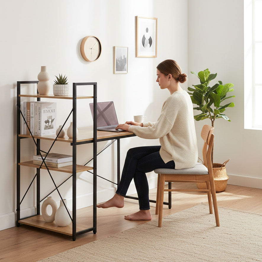 Schreibtisch 120x60 cm mit 3 Ablagen Loft Style Sekundäres Bild