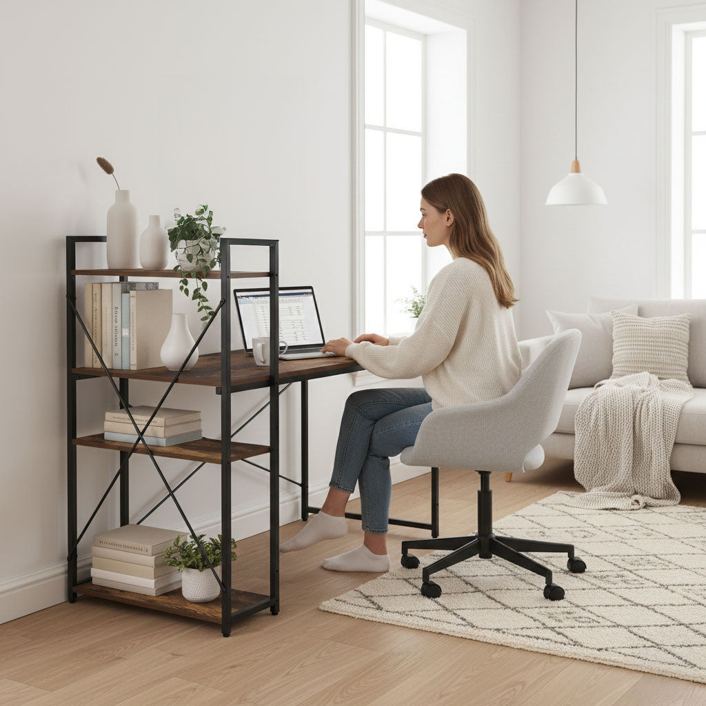 Schreibtisch 120x60 cm mit 3 Ablagen Loft Style Sekundäres Bild