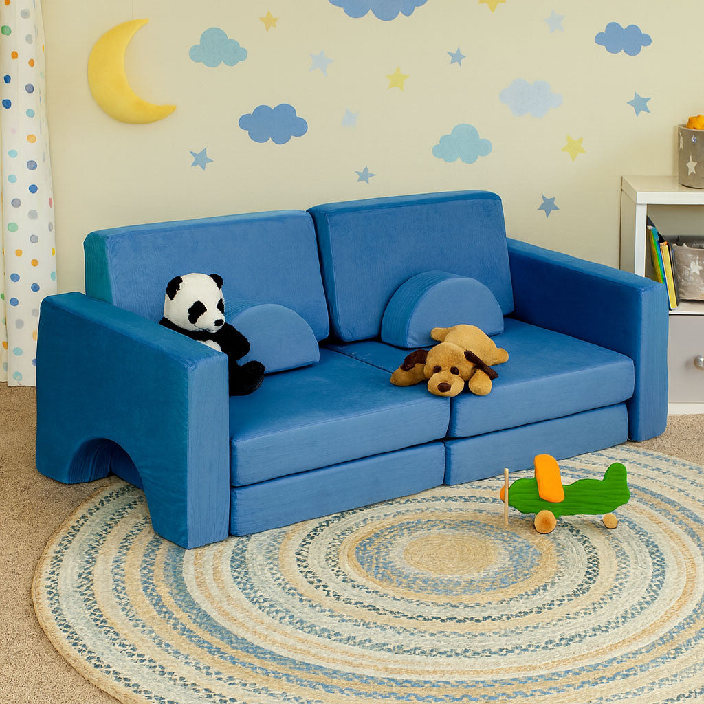 Modulares Kindersofa aus 10 weichen Kissen, 2-Sitzer, blau Sekundäres Bild